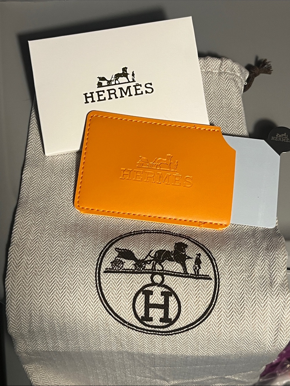 Hermès Orange Leather Card Holder - Slim Card Case